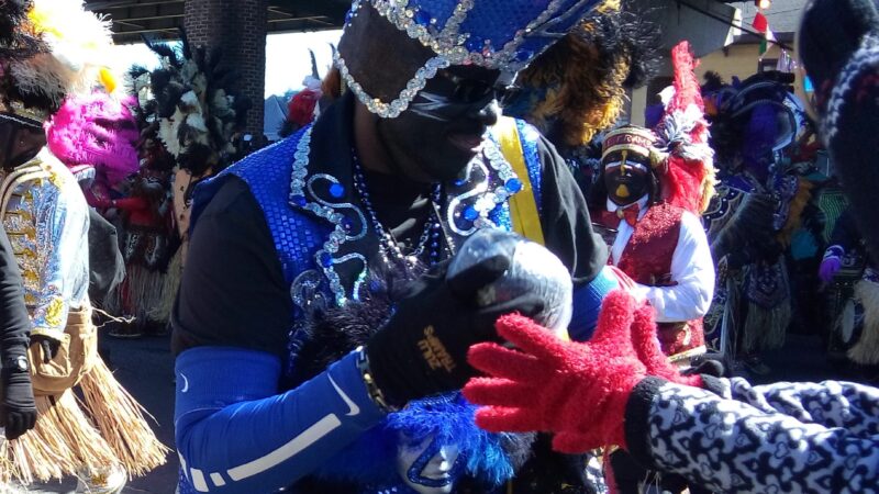 A Zulu giving coconuts away during Mardi Gras in New Orleans